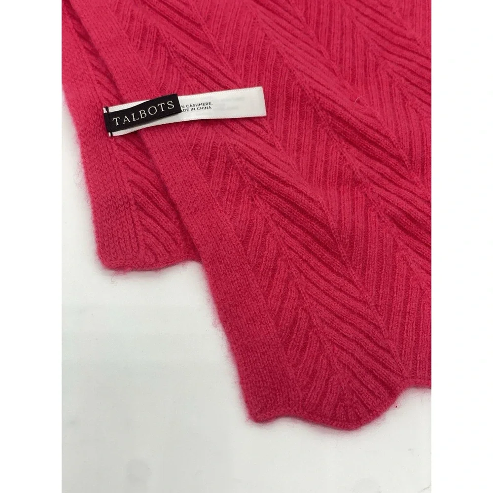 Talbots 100% Cashmere Scarf Pink Cable Knit Preppy Luxury Winter Soft